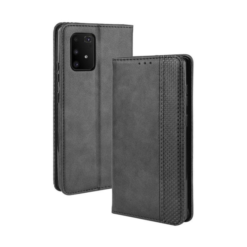 Læder Cover Samsung Galaxy S10 Lite Sort Stiliseret Vintage Lædereffekt