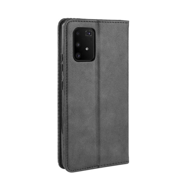 Læder Cover Samsung Galaxy S10 Lite Sort Stiliseret Vintage Lædereffekt