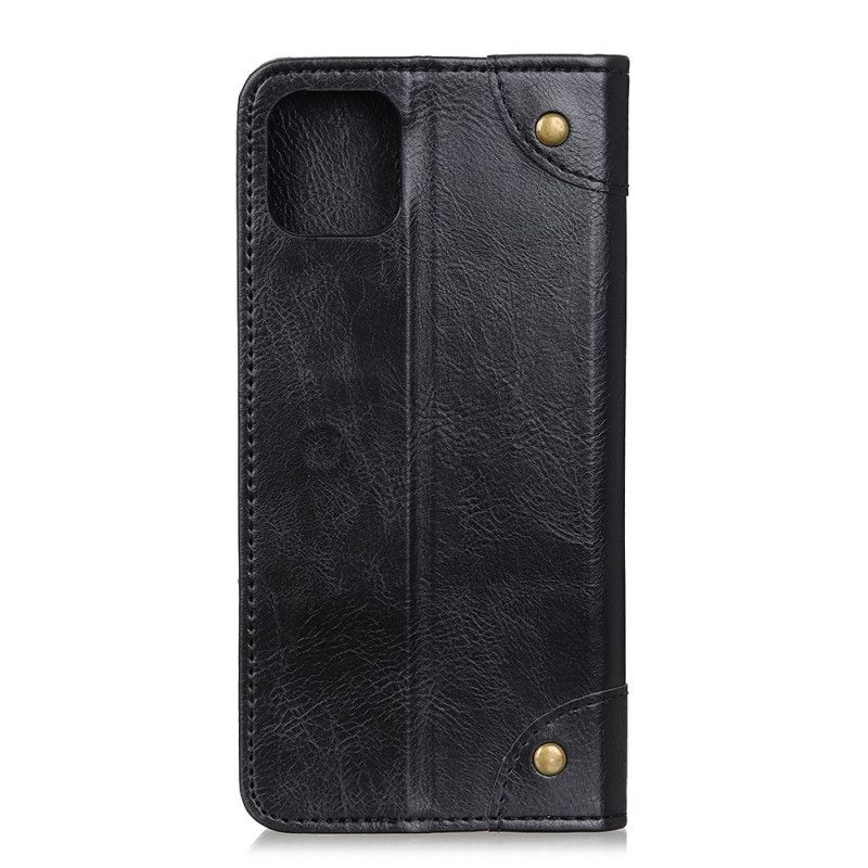 Læder Cover Samsung Galaxy S10 Lite Sort Vintage Split Læder Nitter