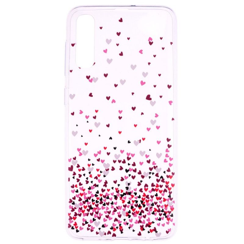 Cover for Samsung Galaxy A70 Gennemsigtige Flere Røde Hjerter