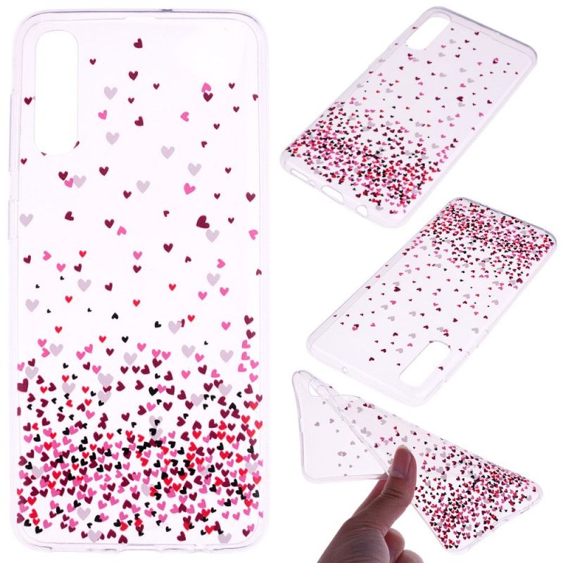 Cover for Samsung Galaxy A70 Gennemsigtige Flere Røde Hjerter