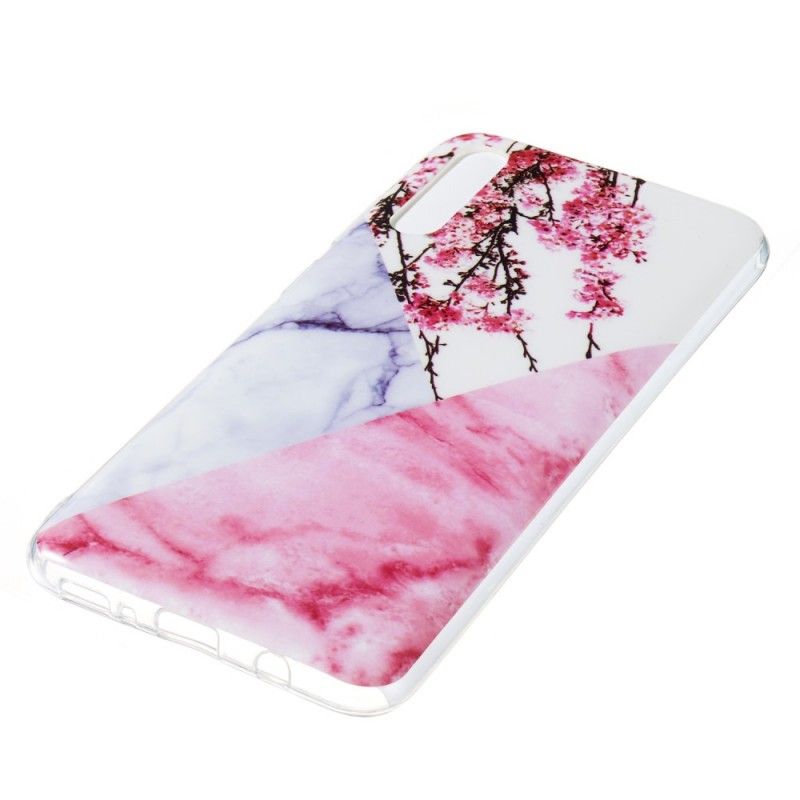 Cover for Samsung Galaxy A70 Marmoreret Blomme