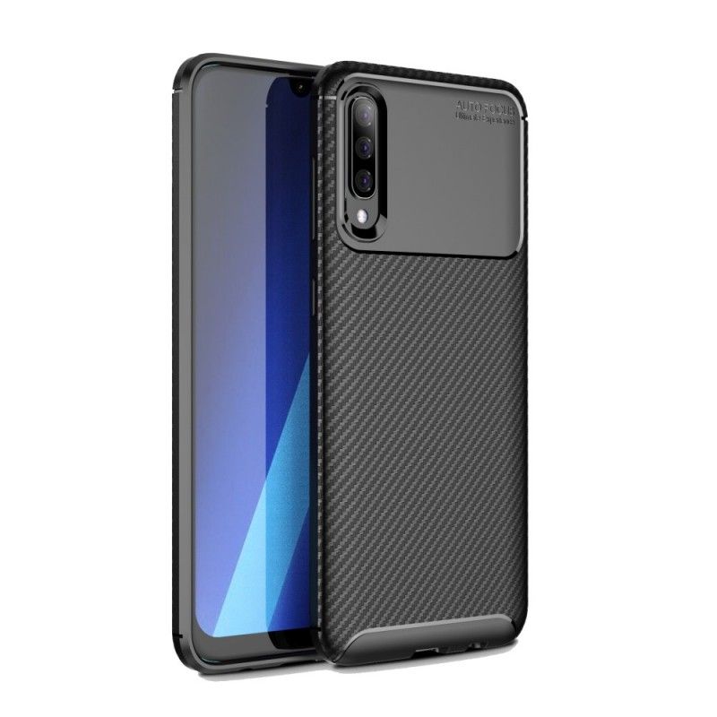 Cover for Samsung Galaxy A70 Sort Fleksibel Kulfibertekstur