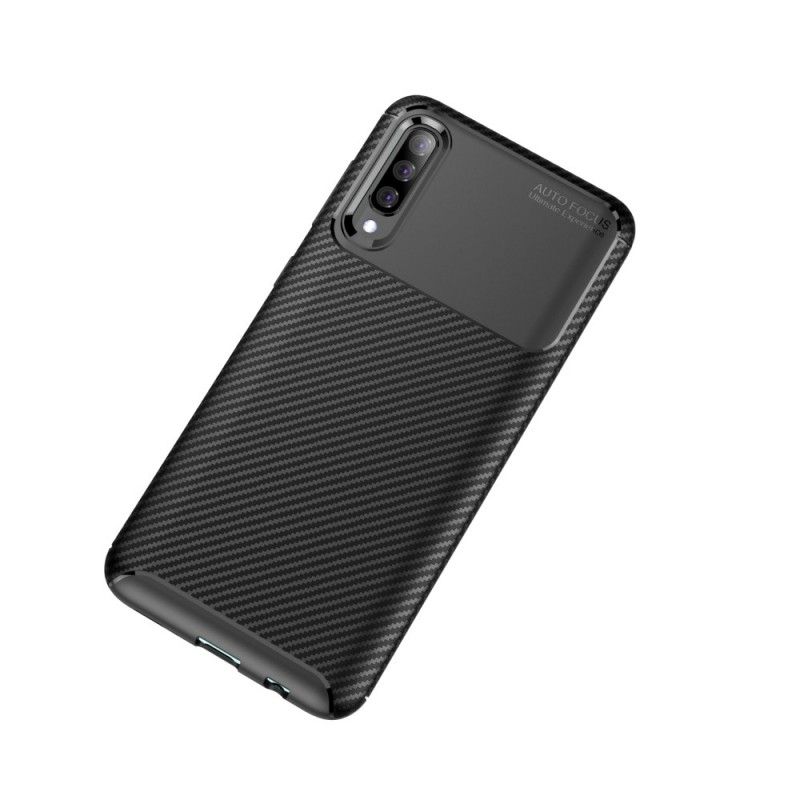 Cover for Samsung Galaxy A70 Sort Fleksibel Kulfibertekstur