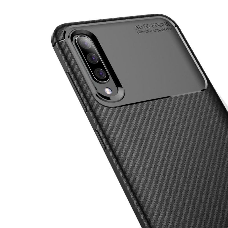 Cover for Samsung Galaxy A70 Sort Fleksibel Kulfibertekstur