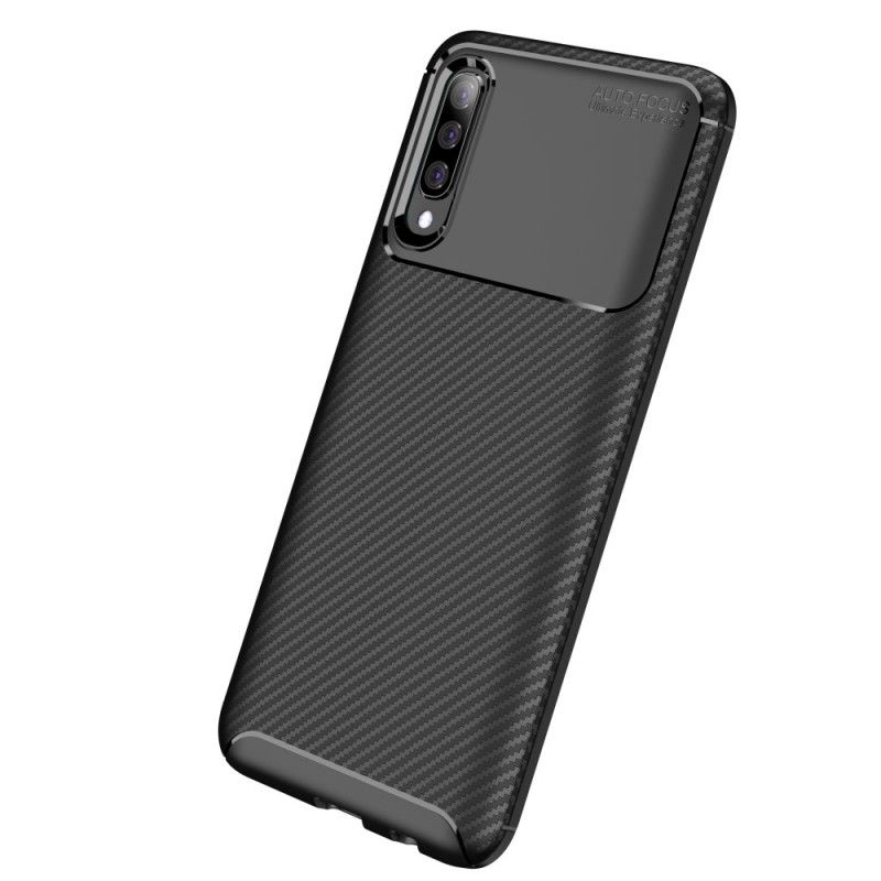 Cover for Samsung Galaxy A70 Sort Fleksibel Kulfibertekstur