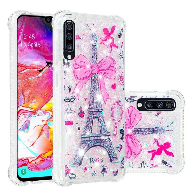 Cover Samsung Galaxy A70 Eiffeltårnet Glitter