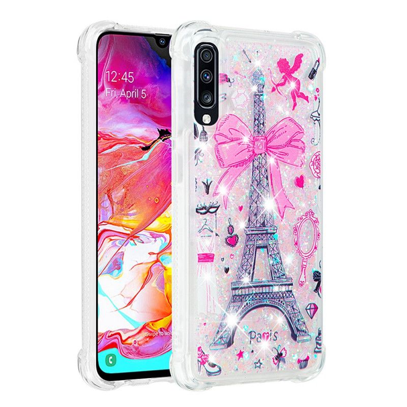 Cover Samsung Galaxy A70 Eiffeltårnet Glitter