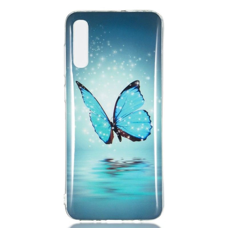 Cover Samsung Galaxy A70 Fluorescerende Blå Sommerfugl Original