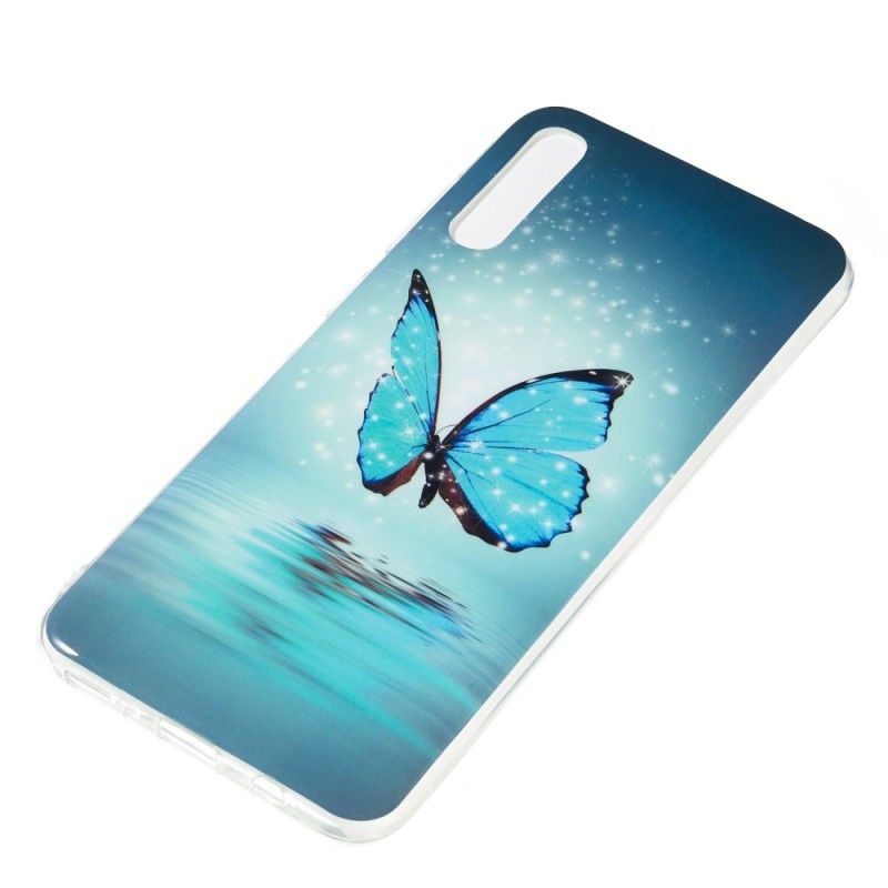 Cover Samsung Galaxy A70 Fluorescerende Blå Sommerfugl Original