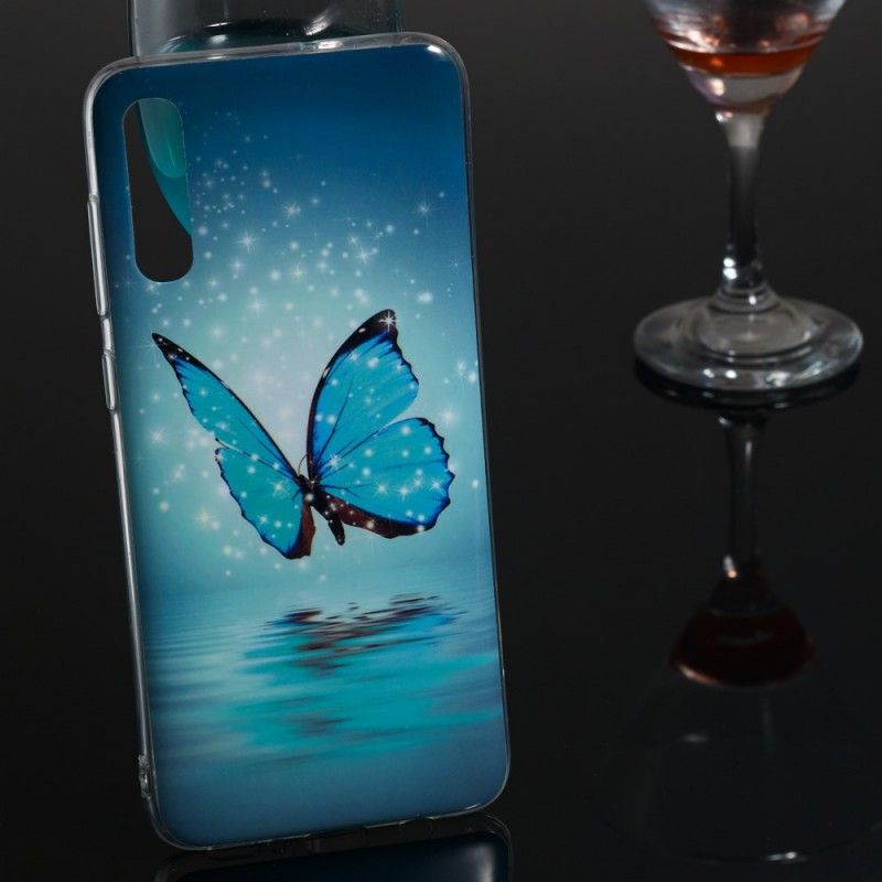 Cover Samsung Galaxy A70 Fluorescerende Blå Sommerfugl Original