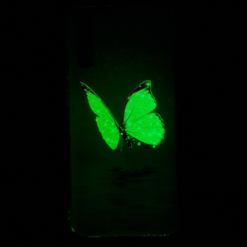 Cover Samsung Galaxy A70 Fluorescerende Blå Sommerfugl Original