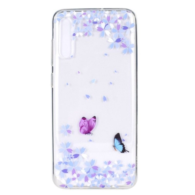 Cover Samsung Galaxy A70 Gennemsigtige Sommerfugle Og Blomster