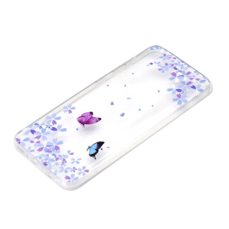 Cover Samsung Galaxy A70 Gennemsigtige Sommerfugle Og Blomster