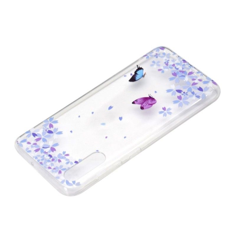 Cover Samsung Galaxy A70 Gennemsigtige Sommerfugle Og Blomster