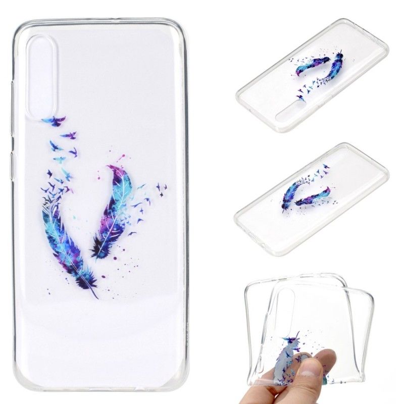 Cover Samsung Galaxy A70 Mobilcover Gennemsigtige Fjer