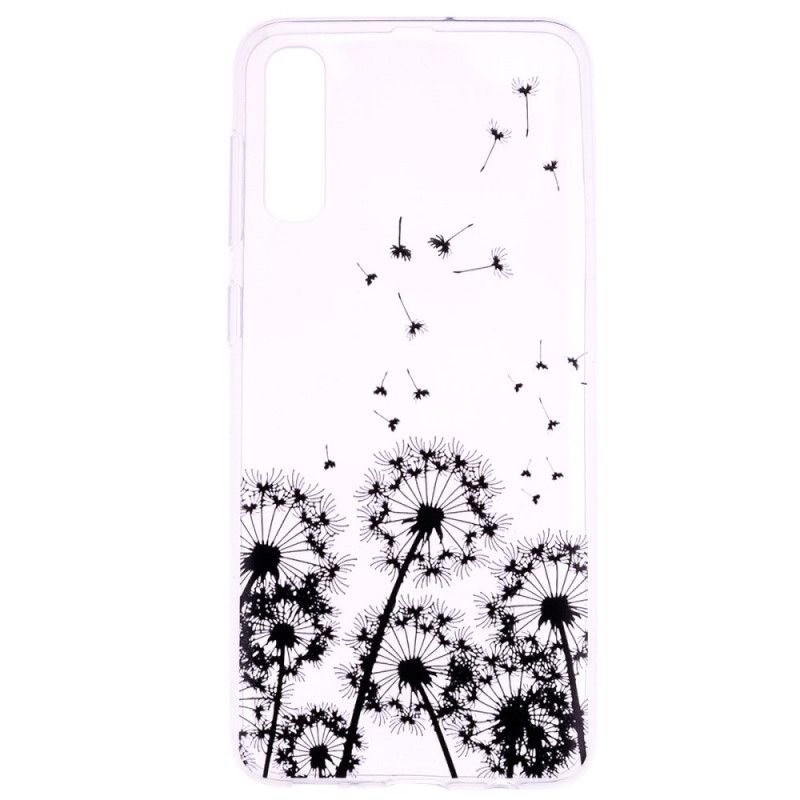 Cover Samsung Galaxy A70 Mobilcover Gennemsigtige Sorte Mælkebøtter