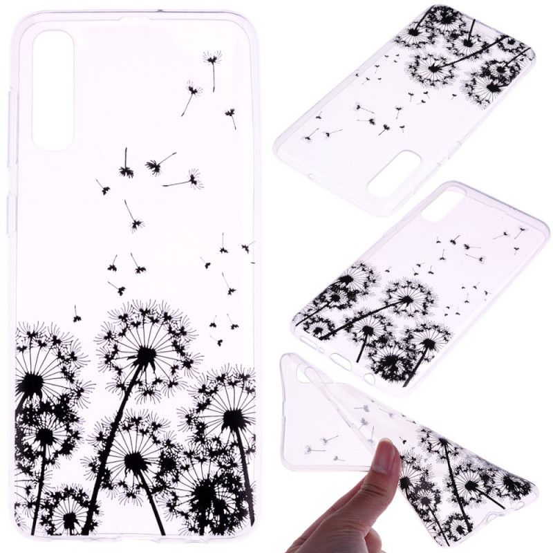 Cover Samsung Galaxy A70 Mobilcover Gennemsigtige Sorte Mælkebøtter