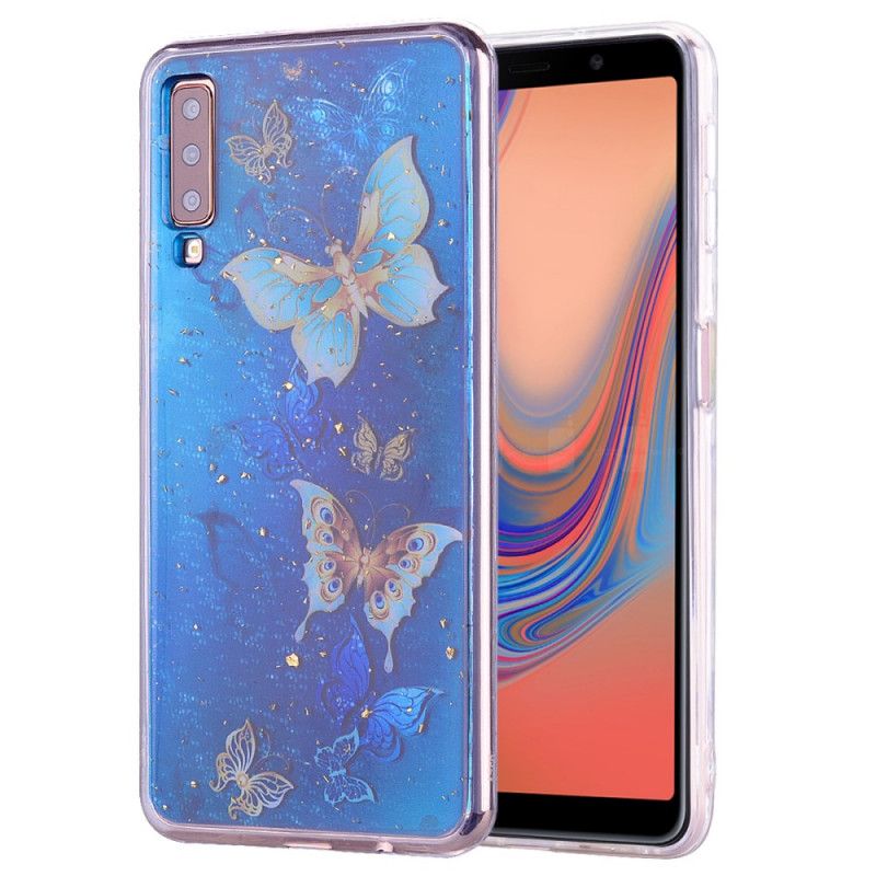 Cover Samsung Galaxy A70 Sommerfugle Og Glitter Original