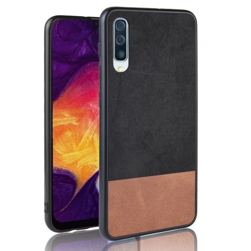 Cover Samsung Galaxy A70 Sort Tofarvet Imiteret Læder