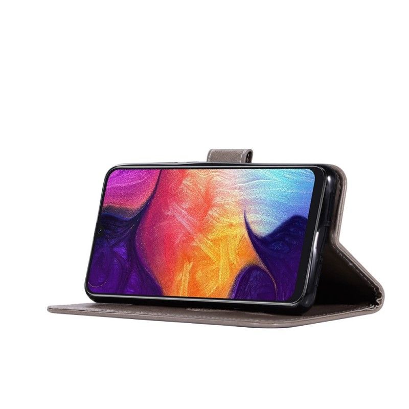 Flip Cover Læder for Samsung Galaxy A70 Grå Dreamcatcher Af Ugle I Lædereffekt