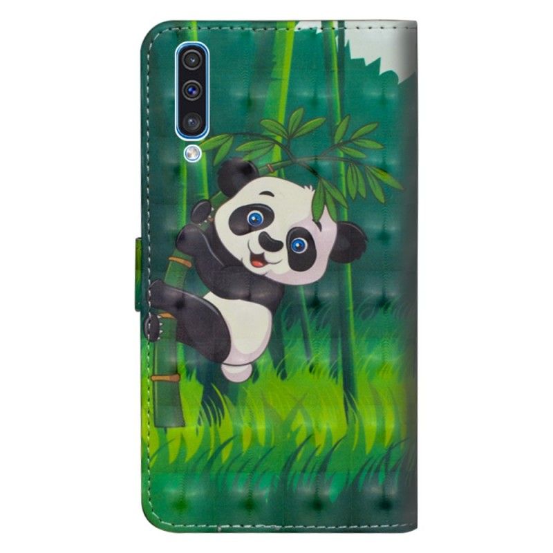 Flip Cover Læder for Samsung Galaxy A70 Panda Og Bambus