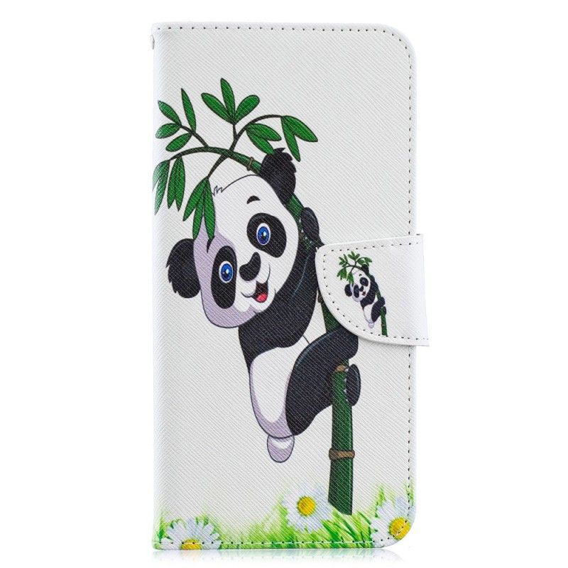 Flip Cover Læder for Samsung Galaxy A70 Panda På Bambus