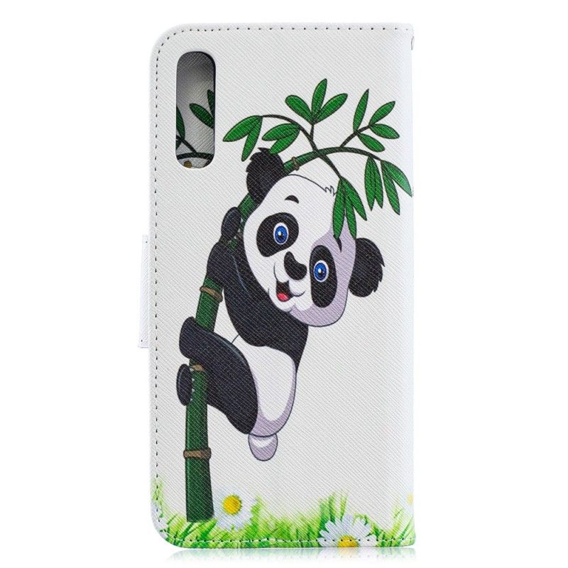 Flip Cover Læder for Samsung Galaxy A70 Panda På Bambus