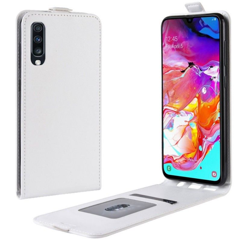 Flip Cover Læder for Samsung Galaxy A70 Sort Foldning Af Lædereffekt