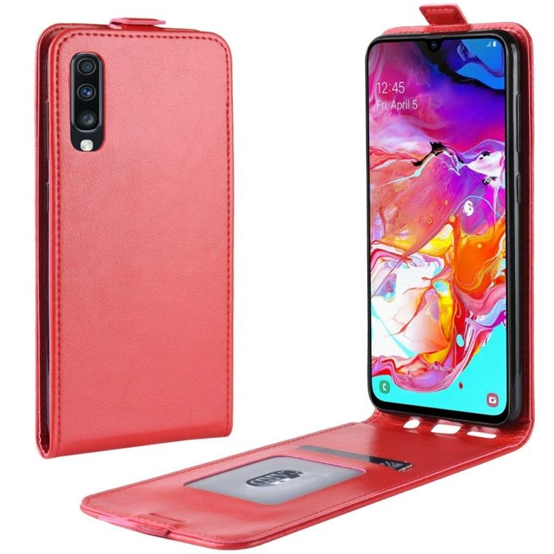 Flip Cover Læder for Samsung Galaxy A70 Sort Foldning Af Lædereffekt