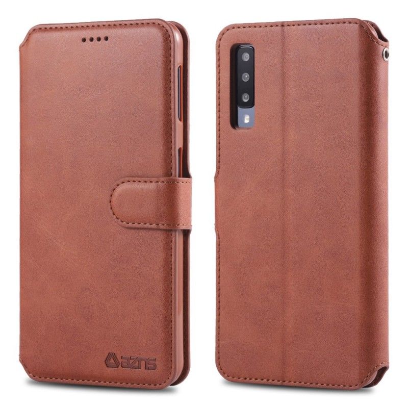 Flip Cover Læder for Samsung Galaxy A70 Sort Retro Azns