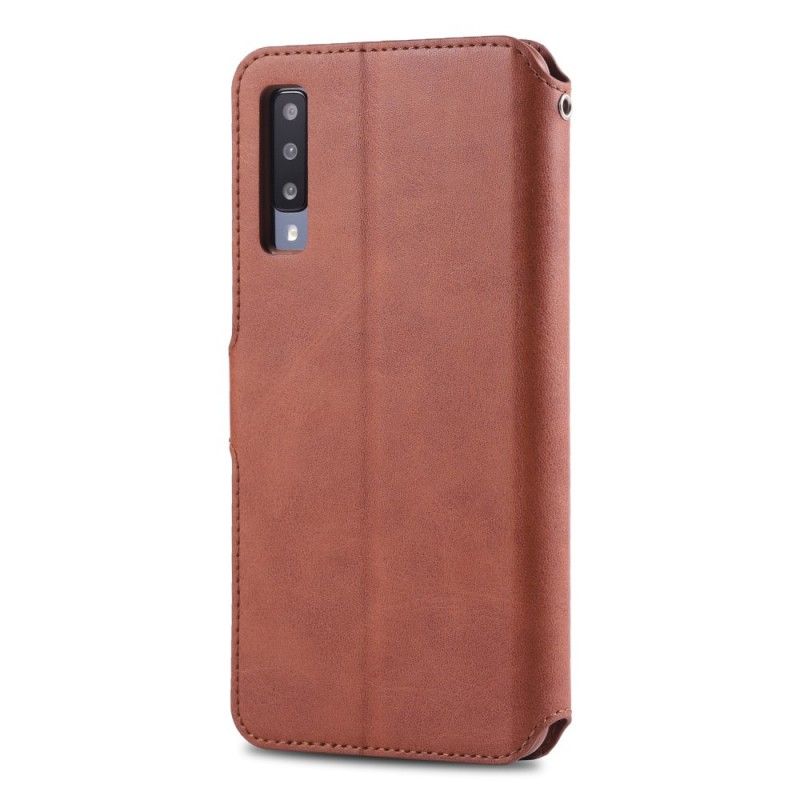 Flip Cover Læder for Samsung Galaxy A70 Sort Retro Azns