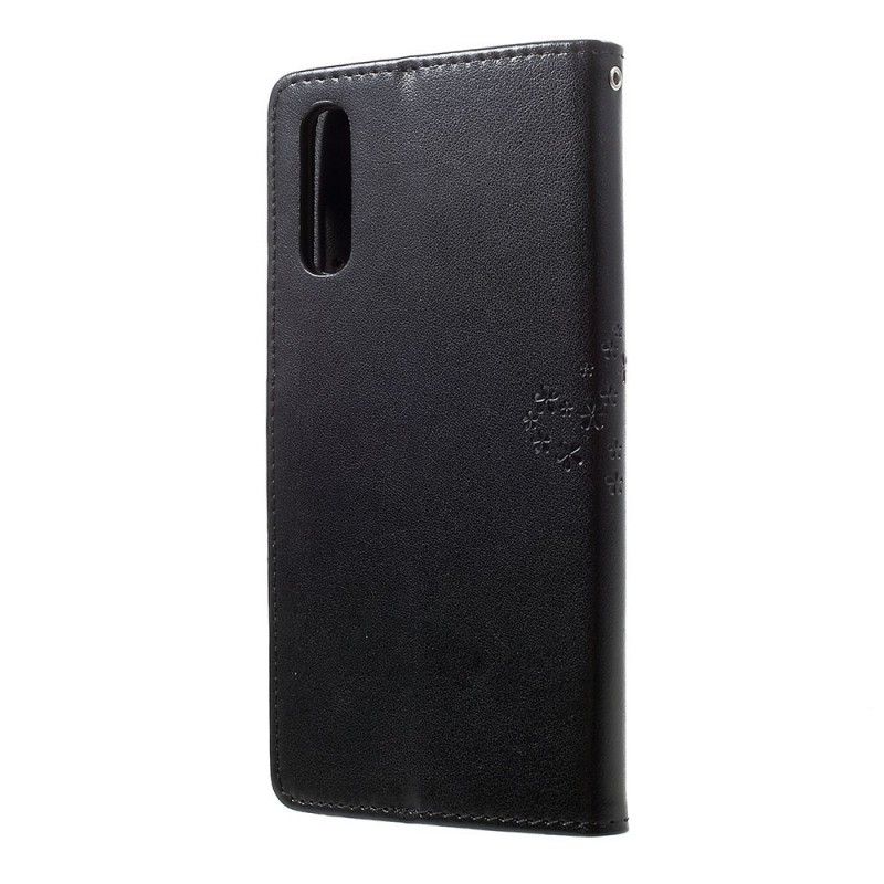 Flip Cover Læder for Samsung Galaxy A70 Sort Ugler Til Træ Og G-Streng