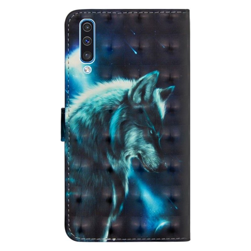 Flip Cover Læder Samsung Galaxy A70 Majestætisk Ulv Original