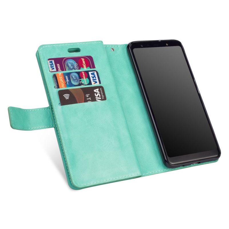 Flip Cover Læder Samsung Galaxy A70 Sort Pengepung Med Rem Original