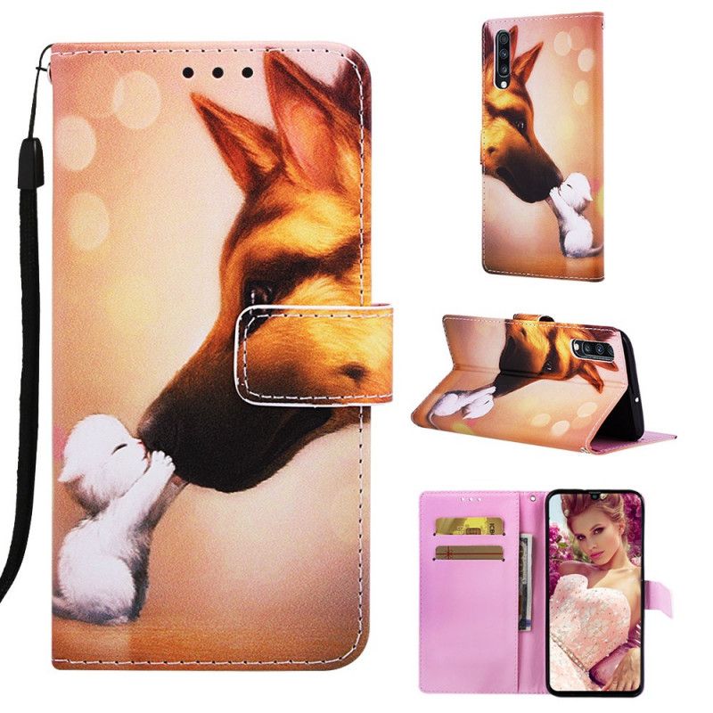 Flip Cover Læder Samsung Galaxy A70 Ven Af Ernest The Thong Cat