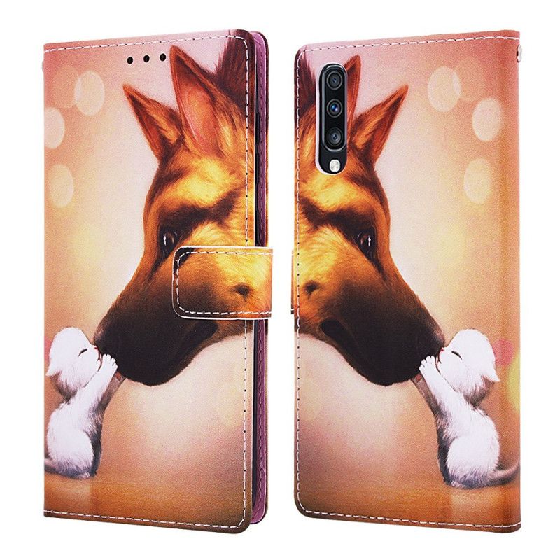 Flip Cover Læder Samsung Galaxy A70 Ven Af Ernest The Thong Cat