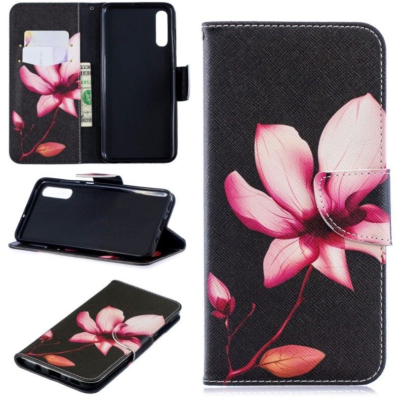 Flip Cover Samsung Galaxy A70 Mobilcover Lyserød Blomst