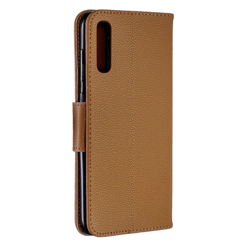 Flip Cover Samsung Galaxy A70 Sort Lychee Skrå Flap