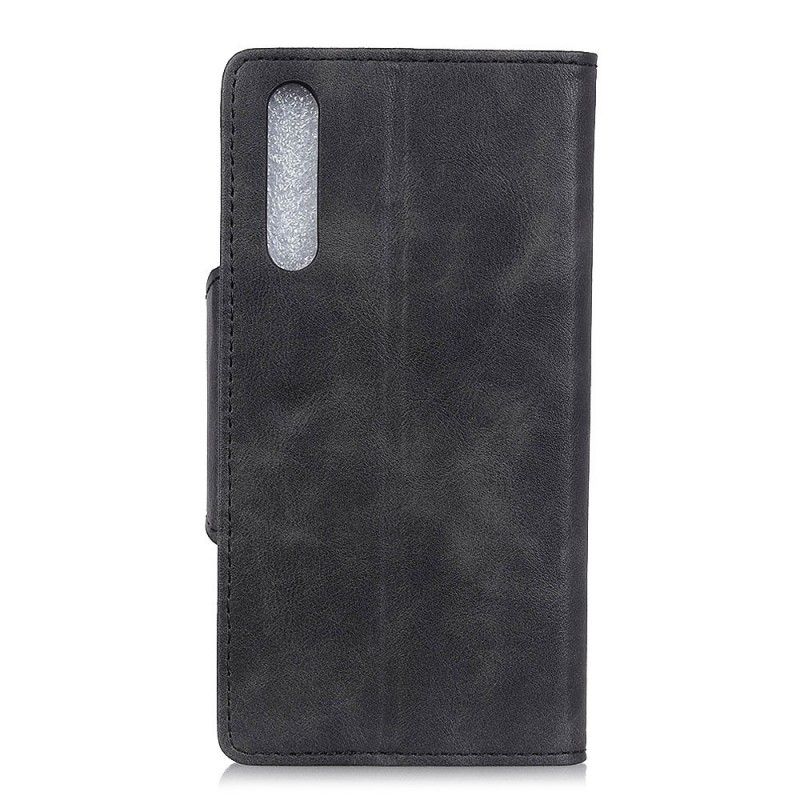 Flip Cover Samsung Galaxy A70 Sort Vintage Kunstlæder Knap