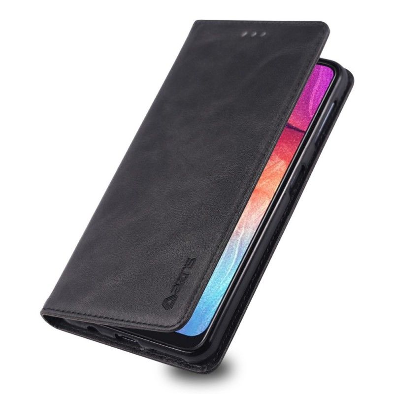 Læder Cover for Samsung Galaxy A70 Sort Retro Azns