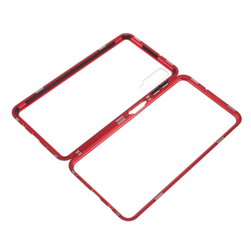 Læder Cover Samsung Galaxy A70 Rød Transparent Aftagelig Original