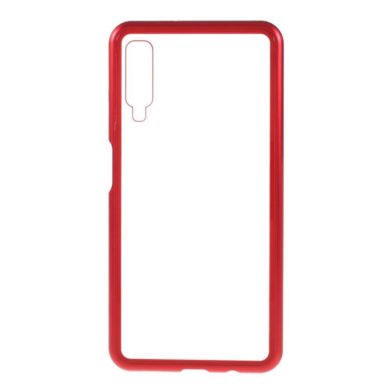 Læder Cover Samsung Galaxy A70 Rød Transparent Aftagelig Original