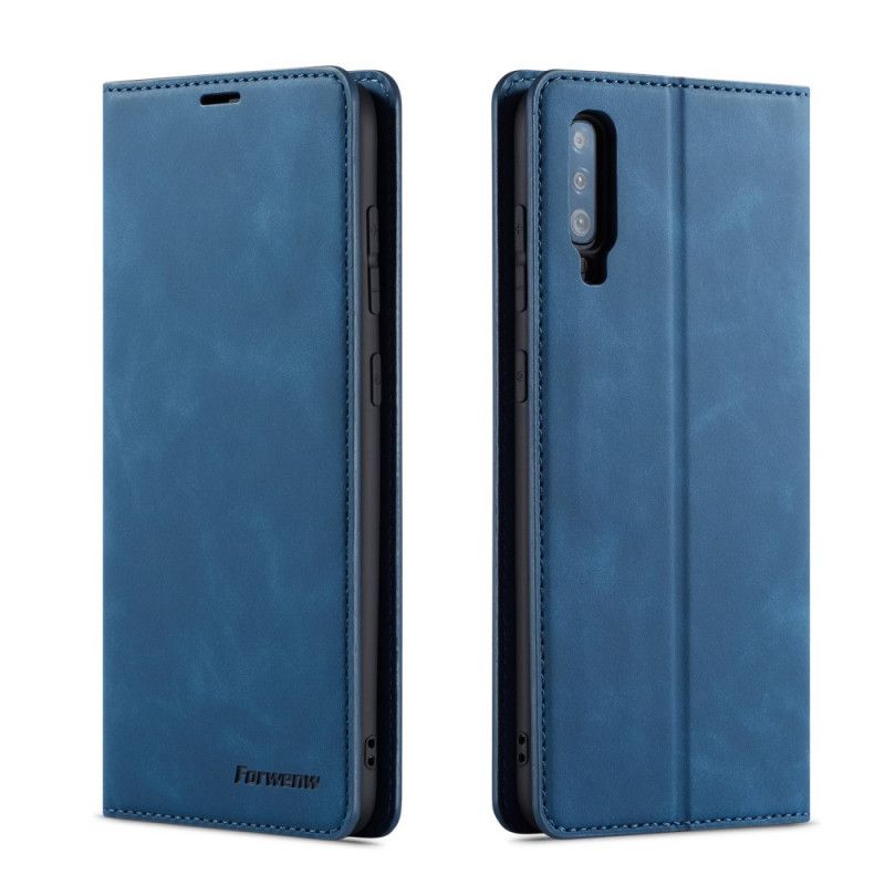 Læder Cover Samsung Galaxy A70 Sort Forwenw Lædereffekt