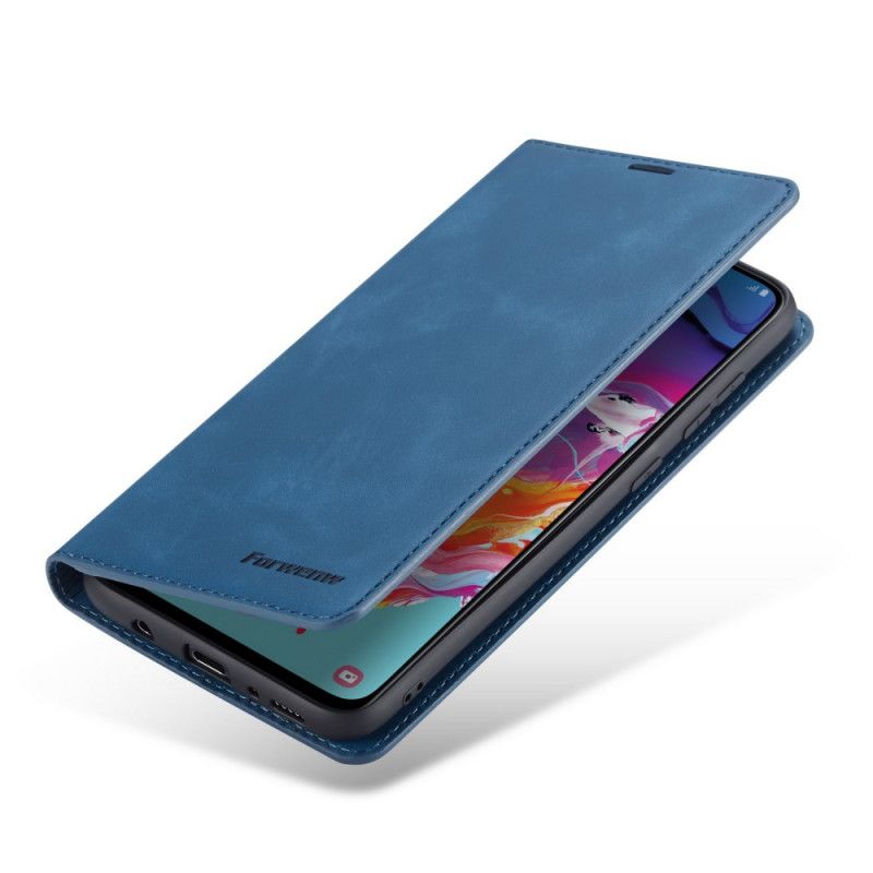 Læder Cover Samsung Galaxy A70 Sort Forwenw Lædereffekt