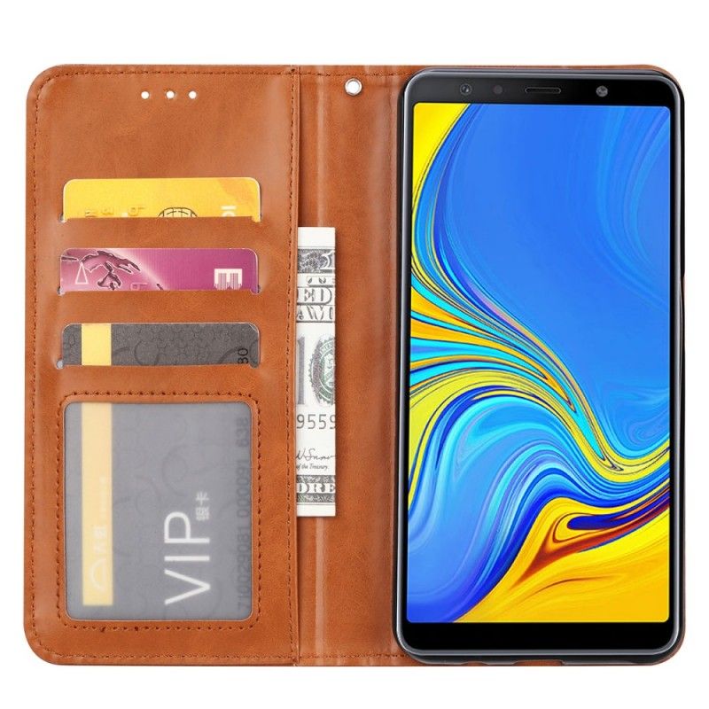 Læder Cover Samsung Galaxy A70 Sort Kortholder I Kunstlæder