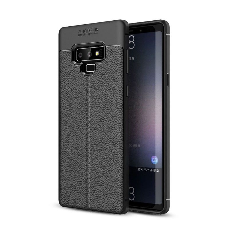 Cover Samsung Galaxy Note 9 Sort Dobbeltlinjet Lychee-Effekt Beskyttelse