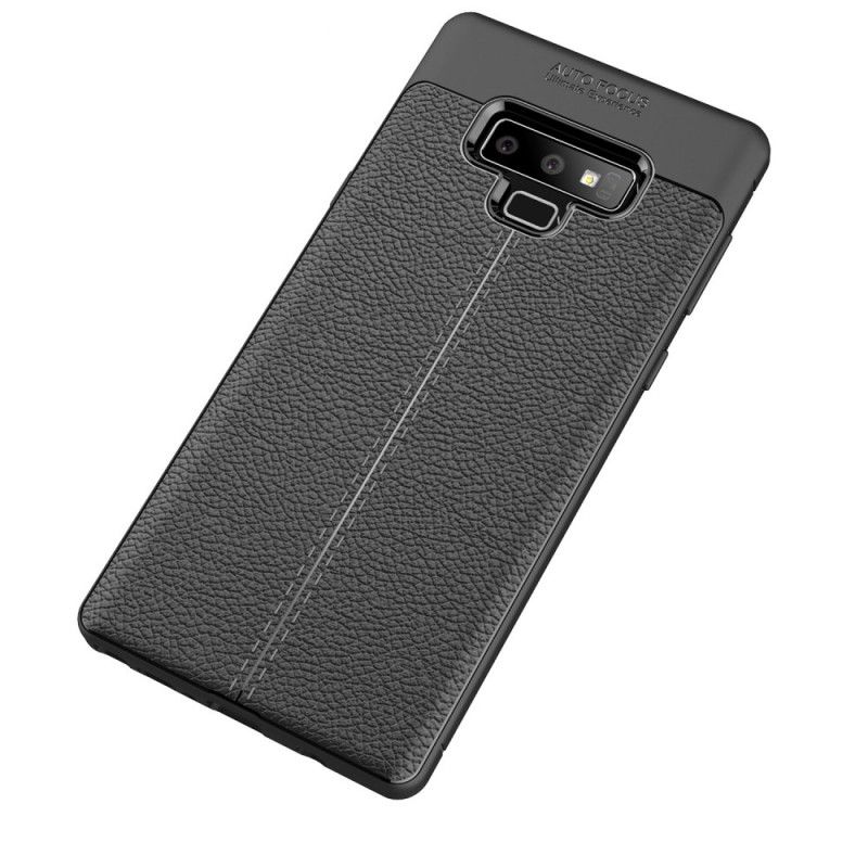 Cover Samsung Galaxy Note 9 Sort Dobbeltlinjet Lychee-Effekt Beskyttelse