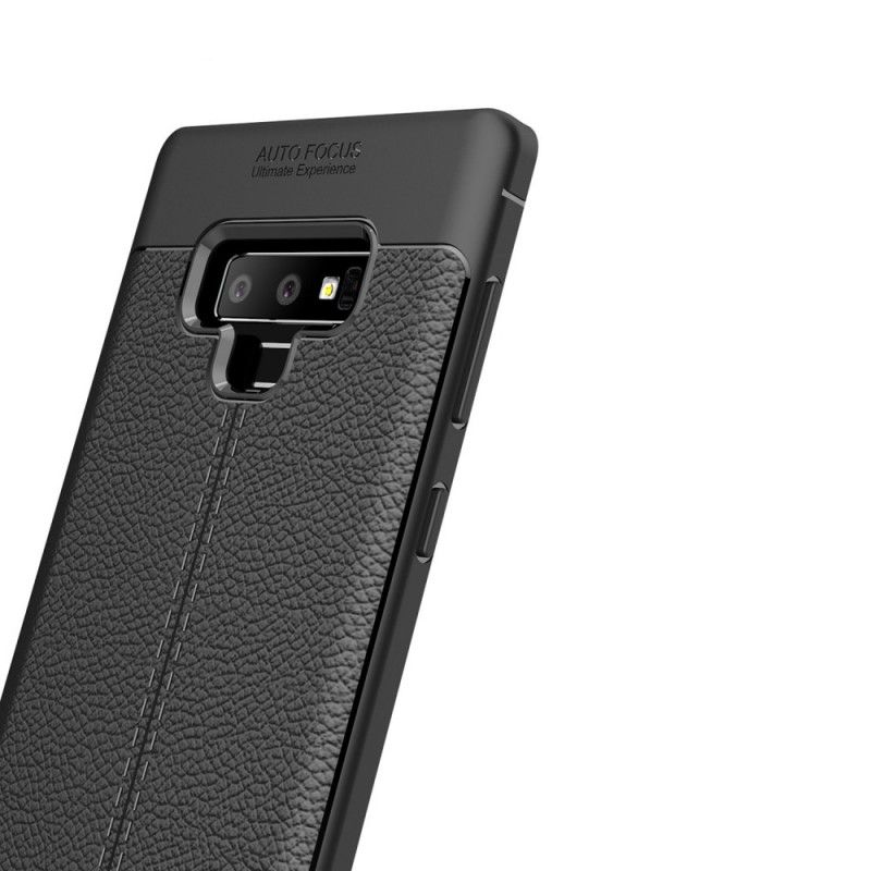 Cover Samsung Galaxy Note 9 Sort Dobbeltlinjet Lychee-Effekt Beskyttelse