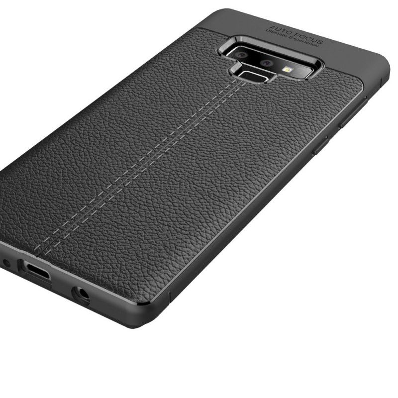 Cover Samsung Galaxy Note 9 Sort Dobbeltlinjet Lychee-Effekt Beskyttelse